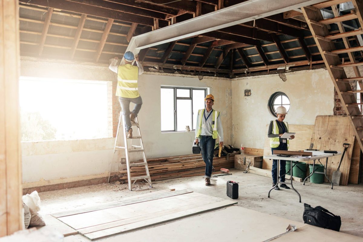 Teamwork, architecture or construction worker working, planning or collaboration for construction s.
